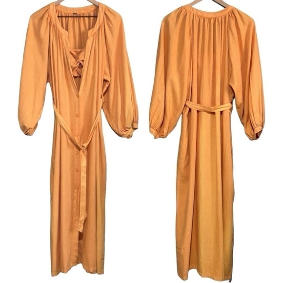 YFB Napa Dress & Bralette Women’s Small Orange Ombré Linen Blend Sundress Set - Picture 3 of 15